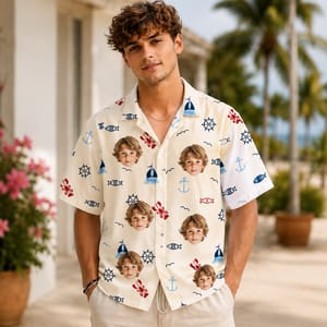 Sailboat Anchor Hawaiian Shirt - Custom Face Hawaiian Shirt, Personalized Photo Shirt