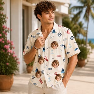 Sailboat Anchor Hawaiian Shirt - Custom Face Hawaiian Shirt, Personalized Photo Shirt