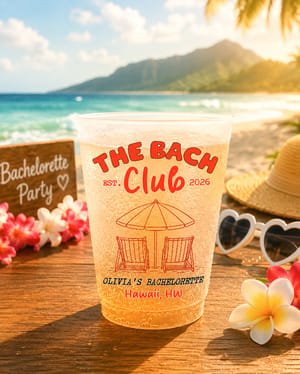 The Bach Club Beach Bachelorette Frosted Cups, Personalized Coastal Party Cups