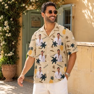 Tropical Island Vacation Shirt - Custom Portrait Aloha Shirt, Personalized Tropical Beach Shirt
