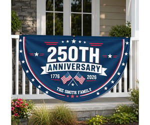 Custom Family Name 250th Anniversary 1776-2026 America Non-Pleated Fan Flag