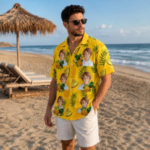 Personalized Tropical Hawaiian Shirt - Custom Photo Pineapple Shirt