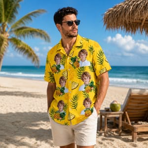 Personalized Tropical Hawaiian Shirt - Custom Photo Pineapple Shirt