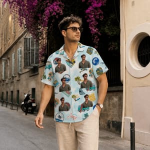 Vintage Tropical Vacation Shirt - Custom Photo Hawaiian Shirt, Personalized Surf Beach Shirt
