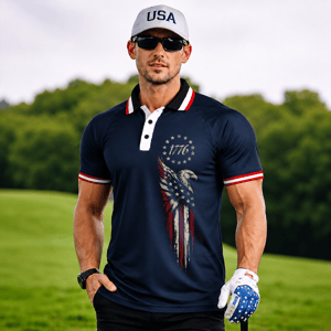 250 Years USA Anniversary Polo Shirt, Patriotic 1776 Betsy Ross Flag Golf Polo, 4th of July / AOP Polo Shirt