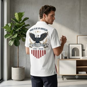 Vintage 250 Years American Flag Hawaiian Shirt, 1776 - 2026 Patriotic Eagle Shirt, USA Freedom AOP Hawaii Shirt / Adult