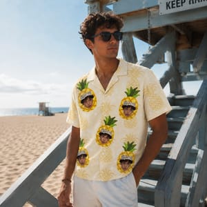 Too Cool for a Regular Pineapple Hawaiian Shirt – Personalized Face Photo Aloha Shirt, Custom Fun Gift for Family & Friends