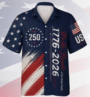 250 Years We The People Hawaiian Shirt 1776-2026, Patriotic USA Flag AOP Hawaiian Shirt, 4th of July Gift, Kids / M