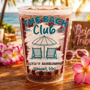The Bach Club Beach Bachelorette Striped Frosted Cups, Personalized Coastal Party Cups
