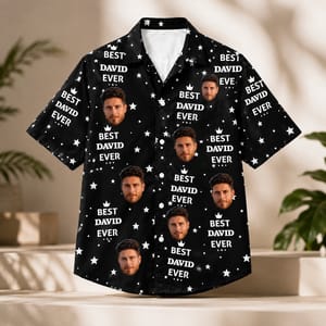 Best Dad Ever Hawaiian Shirt - Custom Face Portrait and Name, Personalized Gift for Father