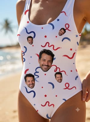 Custom Funny Face America Bathing Swimsuit Summer Party Gift