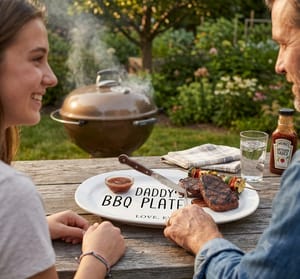 Custom Platter - Personalized Father's Day Birthday Gifts For Dad, Grandpa - Dad Serves Love Daily