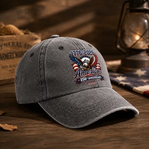 America 250th Anniversary, Personalized Washed Denim Cap, Gift For Dad