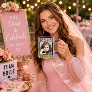 Personalized Striped "Look Who's Getting Married!" Ceramic Coffee Mug, Custom Photo Wedding & Bridal Gift 11oz & 15oz