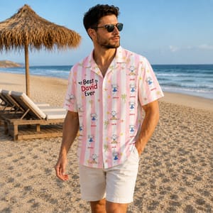 Custom Dad Hawaiian Shirt, Personalized Name Shirt, Choose Your Kids Characters, Matching Family Vacation Gift