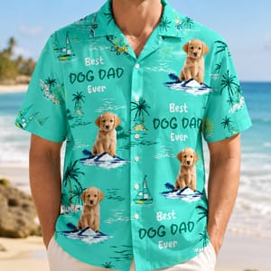 Custom Pet Dad Hawaiian Shirt Personalized Dog and Cat Photo Tropical Shirt