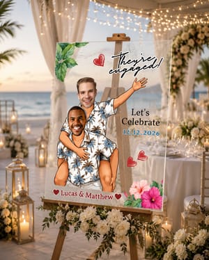 Custom "They're Engaged!" Welcome Board Sign for Men