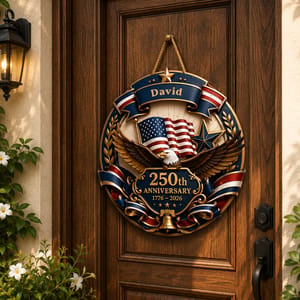 Custom Wood Sign - Personalized America 250th Anniversary Gifts For Mom, Dad, Brother, Sister, Kids - Family First, Forever Always