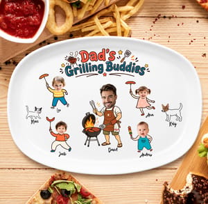Custom Photo Dad’s Grilling Buddies - Personalized Grilling Platter - Father's Day Gifts for Dad, Husband, Papa, Grandpa, Daddy