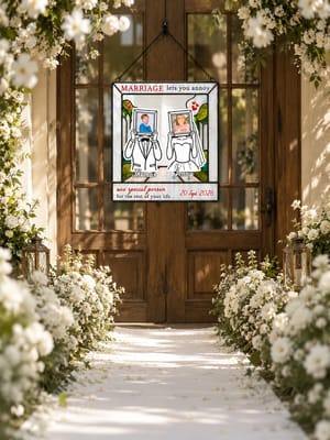 Custom Marriage Quote Stained Glass Suncatcher Personalized Photo Gift
