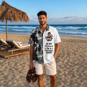 I'm Not Retired I'm A Professional Daddy Shirt, Personalized Hawaiian Shirt for Dad, Custom Face Photo and Name