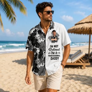 I'm Not Retired I'm A Professional Daddy Shirt, Personalized Hawaiian Shirt for Dad, Custom Face Photo and Name