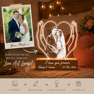 Custom Line Art Wedding Couple Photo LED Acrylic Night Light Personalized Lamp