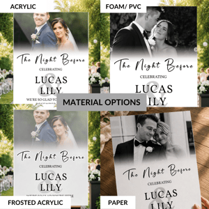 Rehearsal Dinner Sign, Custom The Night Before Sign, Printed Foam Board Wedding Welcome Sign, Photo Board Sign With Picture, Wedding Decor