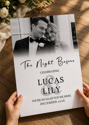 Rehearsal Dinner Sign, Custom The Night Before Sign, Printed Foam Board Wedding Welcome Sign, Photo Board Sign With Picture, Wedding Decor