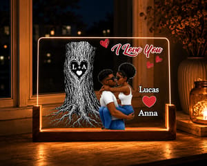 "Rooted in Love" Personalized Night Light – Custom Wedding LED Lamp, Heart-Carved Tree Design, Romantic Anniversary Keepsake