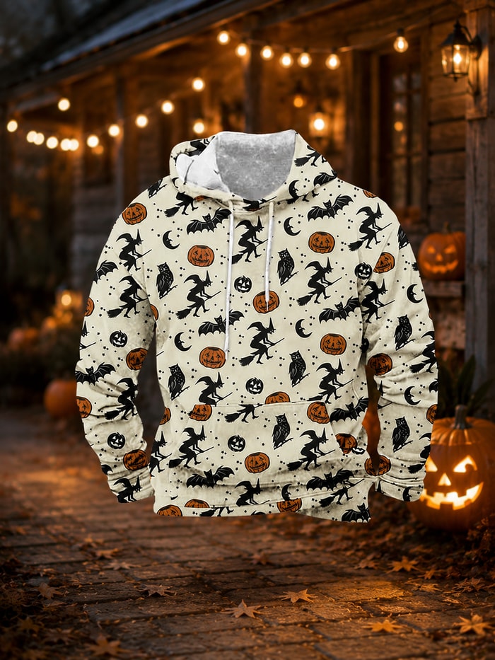Spooky Halloween Pattern Graphic Hoodie