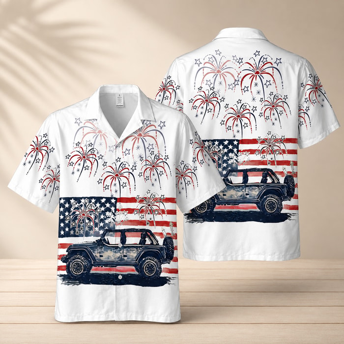 American Pride Jeep Hawaiian Shirt For Independence Day