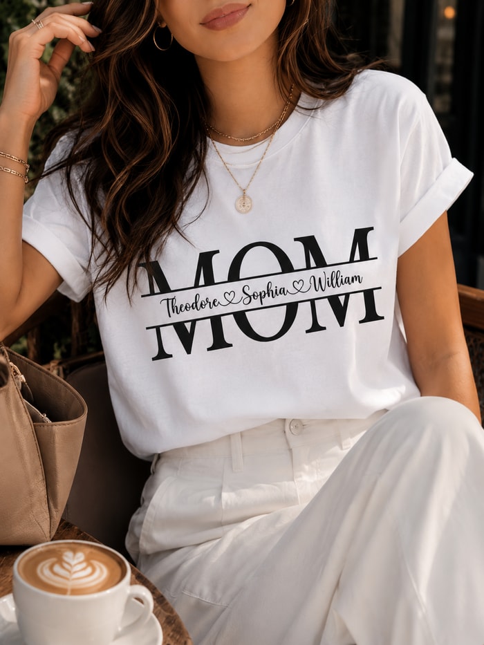Personalized Mom With Kids Names Custom Family T-Shirt