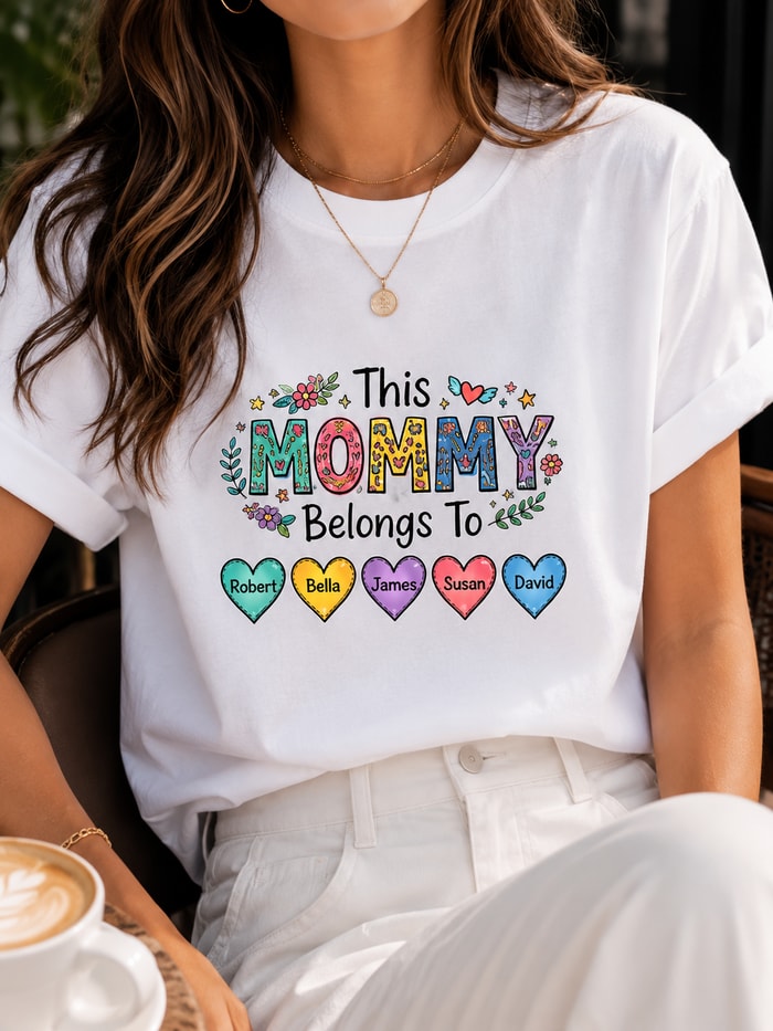 This Mommy Belongs To Personalized Kids Names Mother'S Day T-Shirt