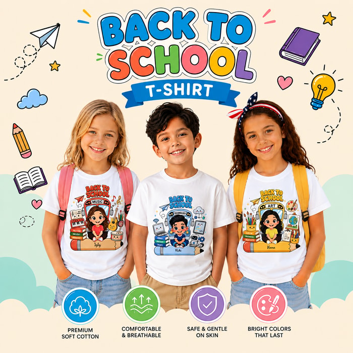 Back To School Kids T-Shirt – Personalized Music & Art School Shirt