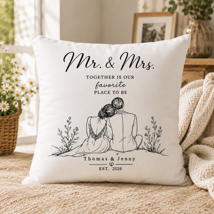 Personalized Love Story Pillow – Custom Couple Names Wedding Anniversary
