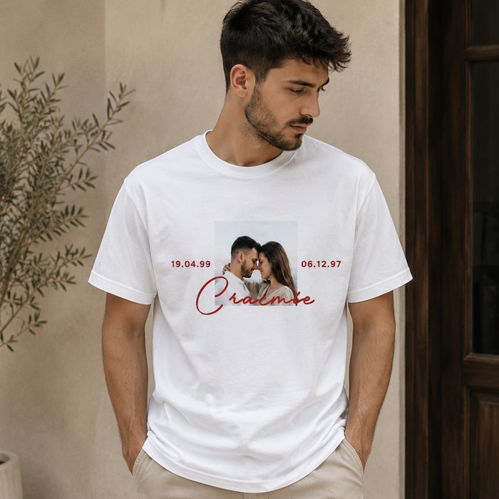 Personalized Happy Anniversary Date Photo T-Shirt