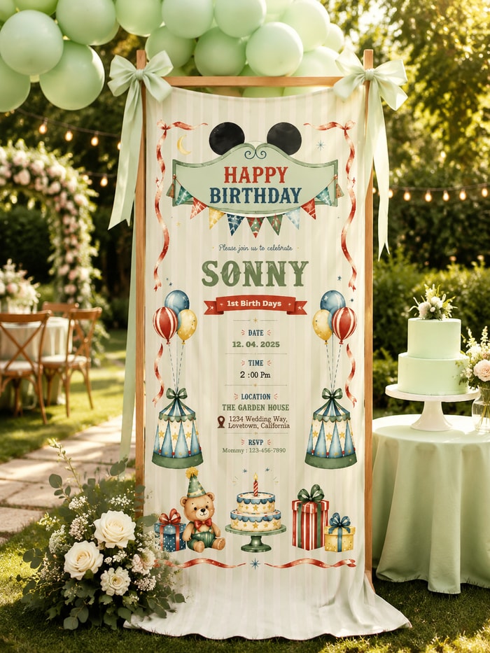 Personalized Birthday "Vintage Circus" Banner