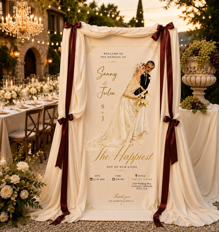 Personalized Wedding "Classic Elegance" Banner