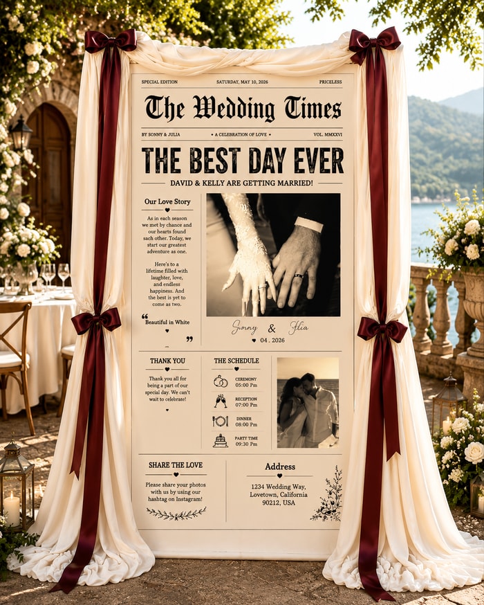 Personalized Wedding "The Wedding Times" Banner