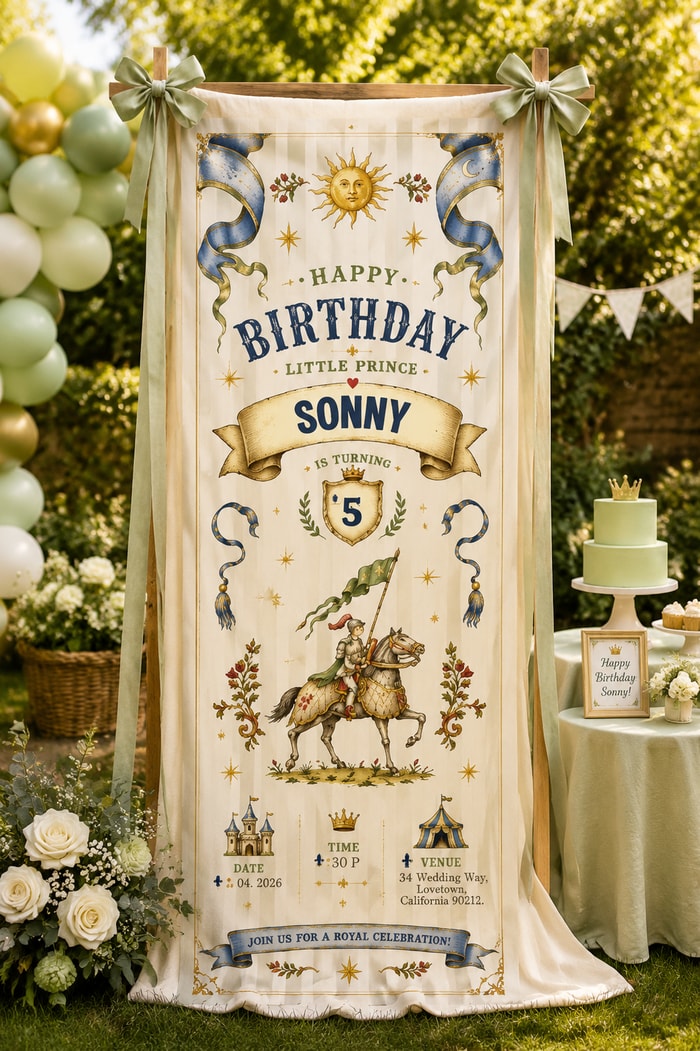 Personalized Birthday "Royal Knight" Banner