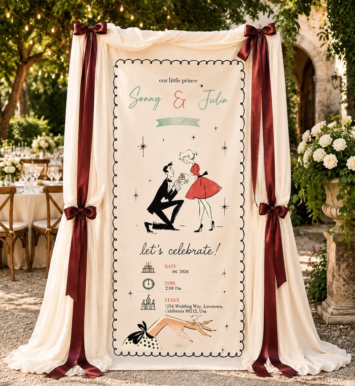 Personalized Wedding "Retro Proposal" Banner
