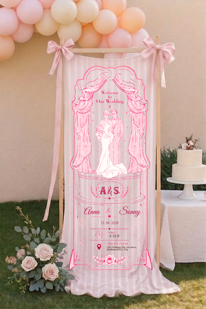 Personalized Wedding "Rose Blush" Banner
