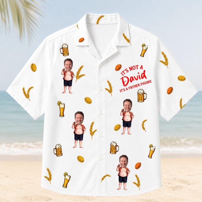 Personalized Beer Aloha Shirt, Funny Dad Hawaiian Shirt, Custom Face And Name Shirt