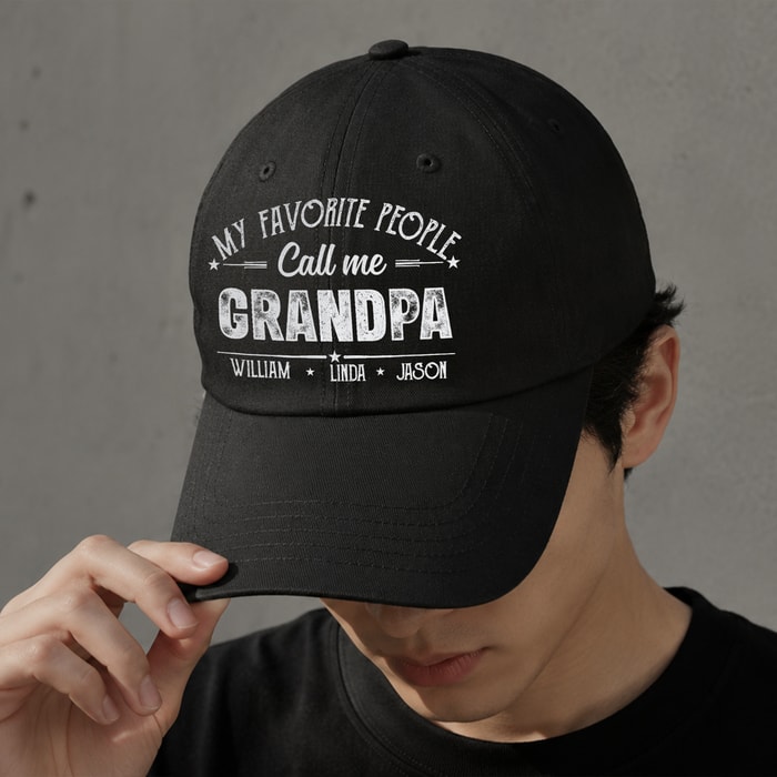 Personalized Washed Denim Baseball Cap 'My Favorite People Call Me Grandma' Unique Gift For Grandma, Vintage Look