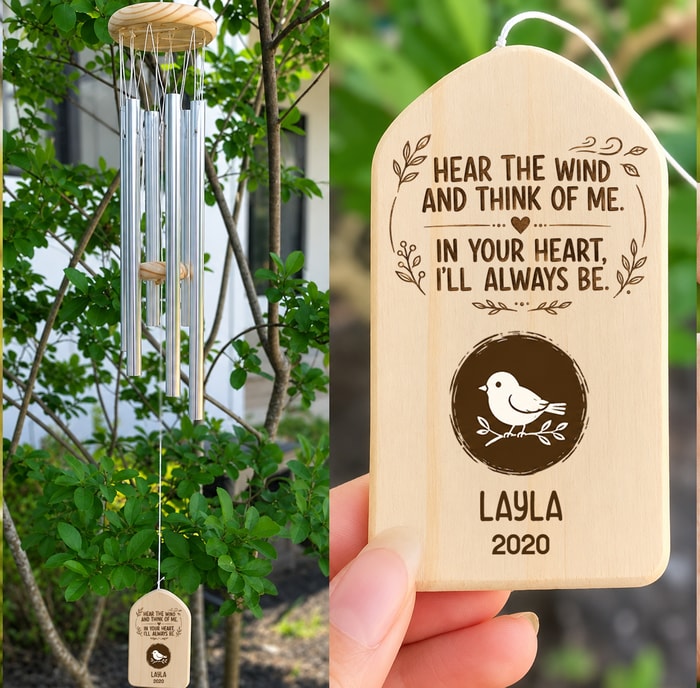 Hear The Wind And Think Of Me Dog Cat Memorial Wind Chimes Personalized Gifts