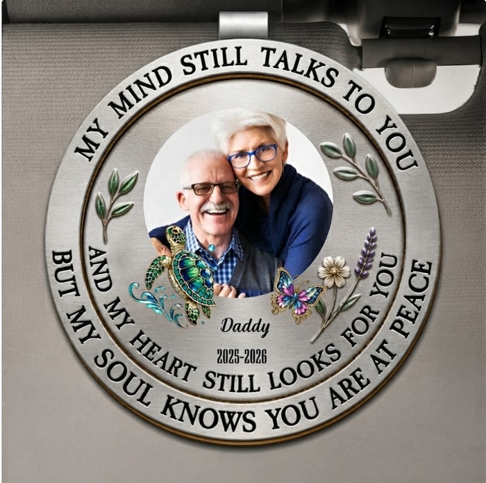 Custom Photo Memorial My Mind Still Talks To You - Personalized Custom Shaped Car Visor Clip