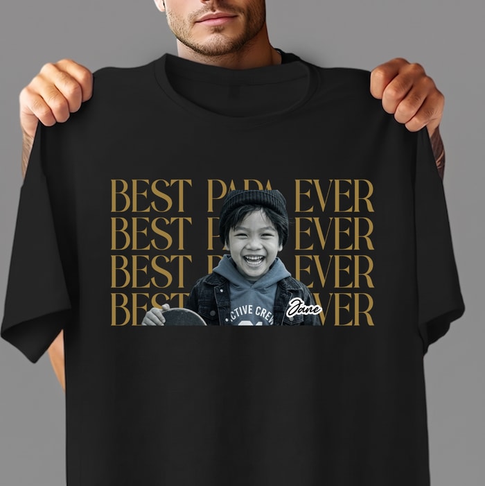 Geckoautumn Personalized Vintage Photo Best Dad Mom Ever Dark Shirt