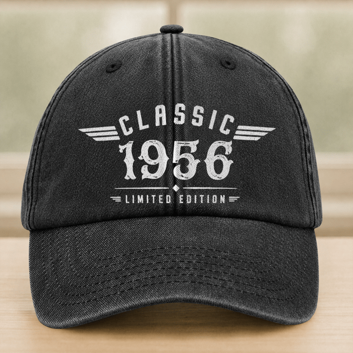 Personalized Washed Denim Baseball Cap, Custom Vintage Look Unique Gift For Dad Or Friend