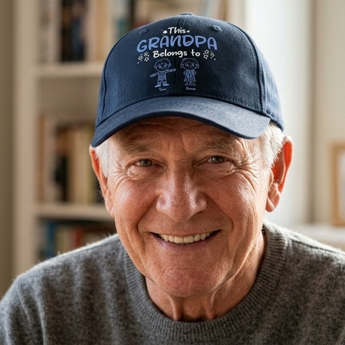 This Grandpa Dad Belongs To Kids Pet - Personalized Vintage Washed Denim Cap